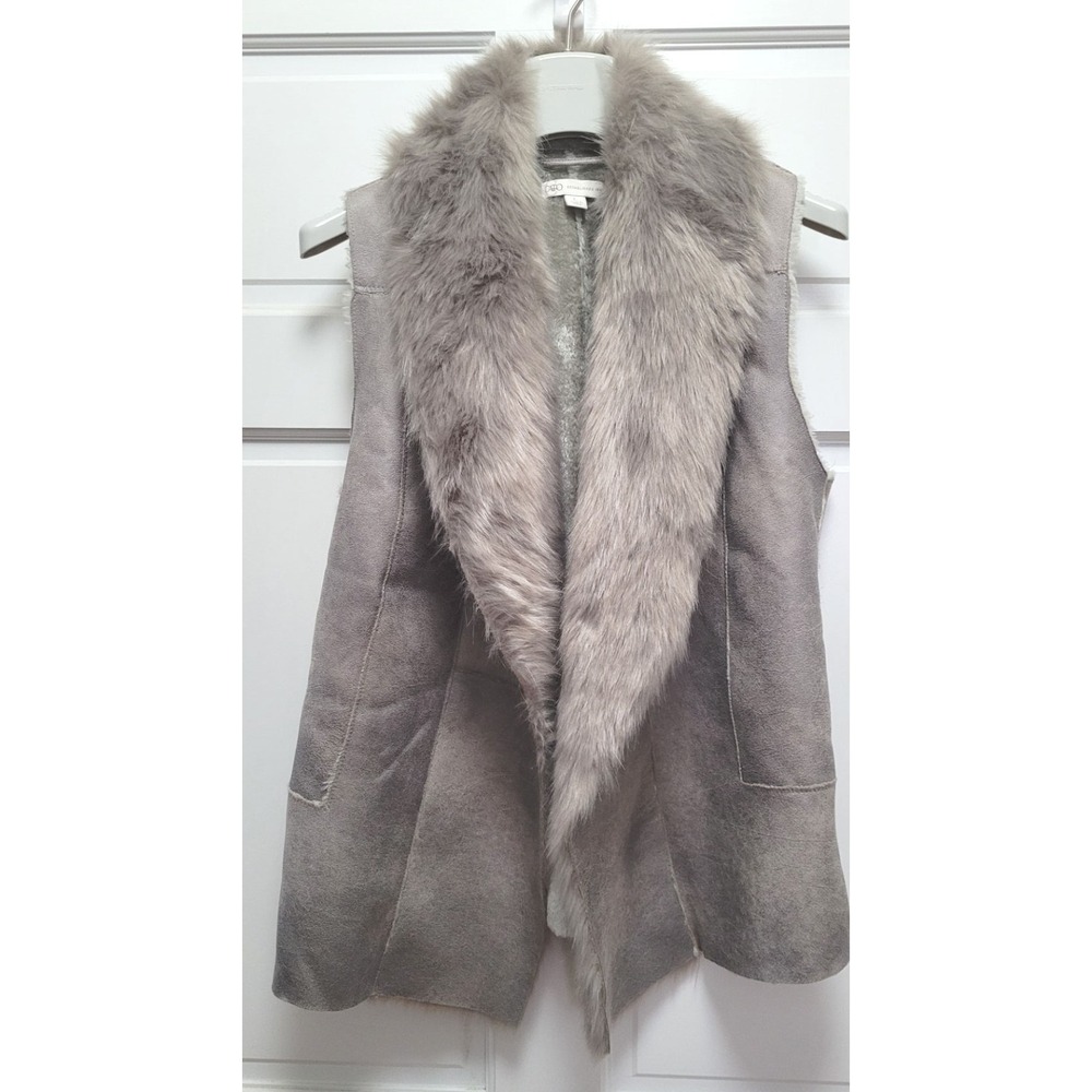 Cato Women's Faux Seude & Fur Patchwork Vest - Gray -‎ Large